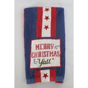 MERRY CHRISTMAS Y'ALL Towel Hand/Kitchen Stars Stripes American Flag Southern
